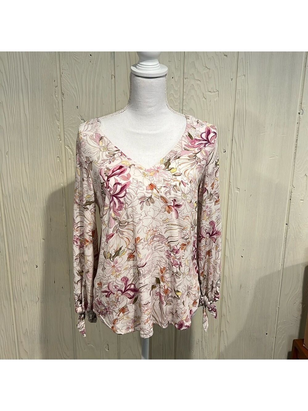 Maeve Anthropologie Floral Blouse Long Puff Sleeves XS